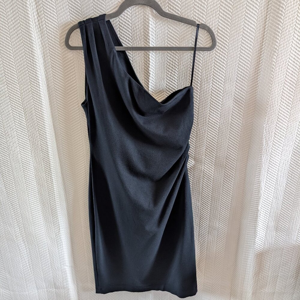 Banana Republic One Shoulder Dress Navy Blue Minimalist Cocktail Size 10